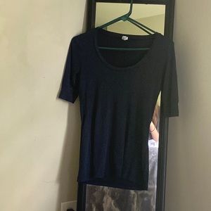 Navy blue long sleeve with a cropped sleeve that comes above elbow!!